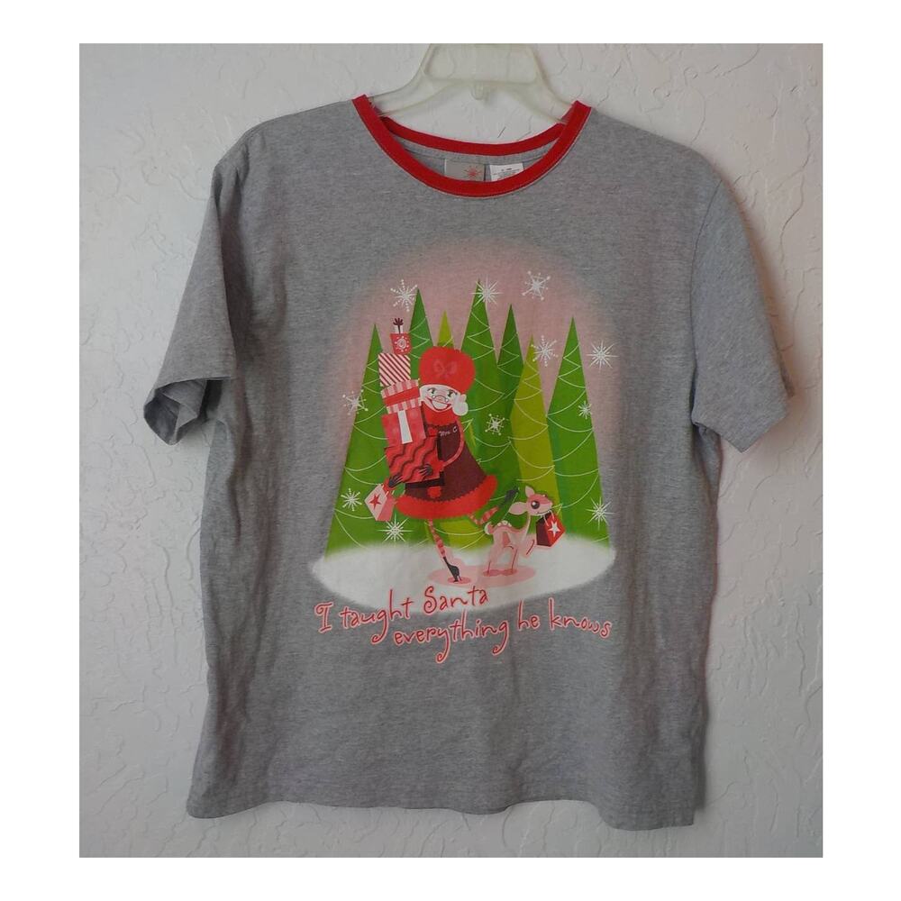 Gray Graphic T-Shirt Women 1X (16W) Christmas I Taught Santa Everything He Knows